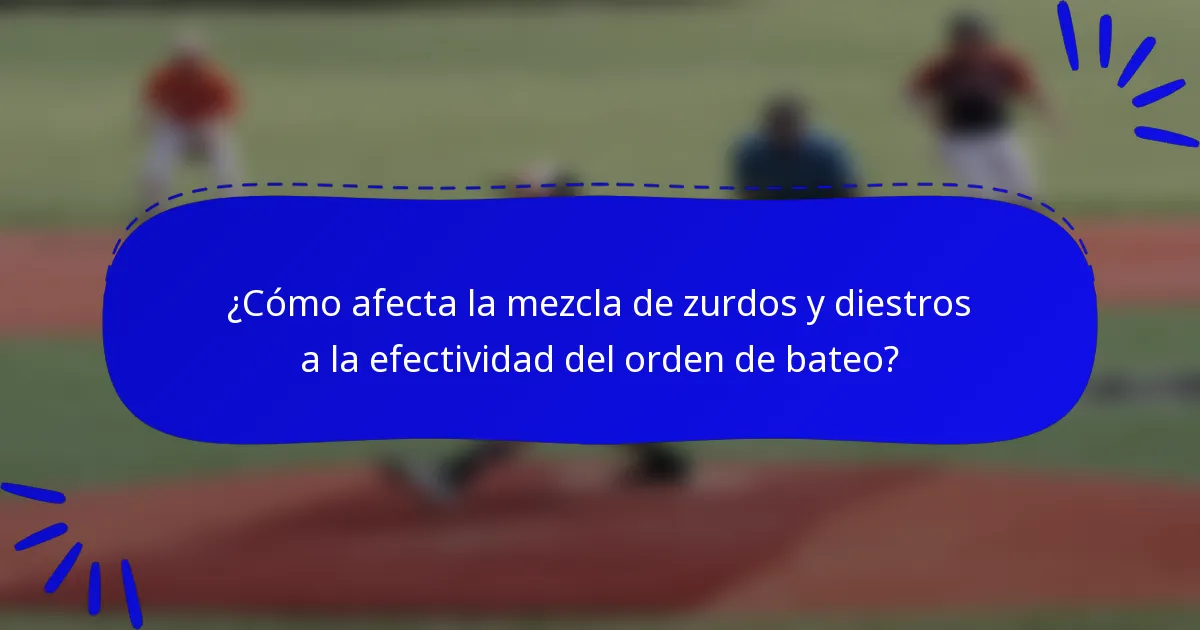 ¿Cómo afecta la mezcla de zurdos y diestros a la efectividad del orden de bateo?
