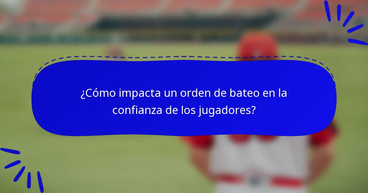 ¿Cómo impacta un orden de bateo en la confianza de los jugadores?