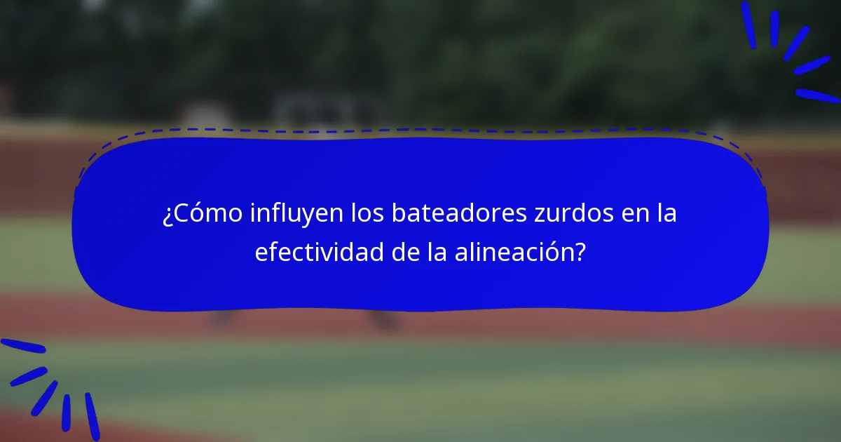 ¿Cómo influyen los bateadores zurdos en la efectividad de la alineación?