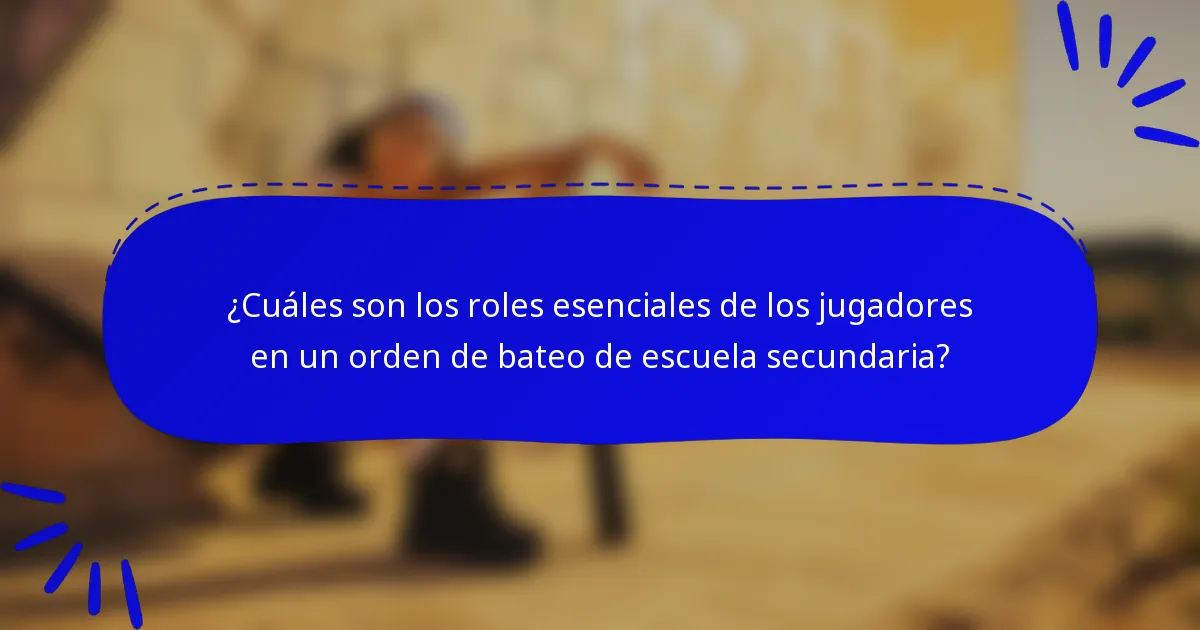 ¿Cuáles son los roles esenciales de los jugadores en un orden de bateo de escuela secundaria?